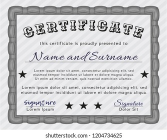 Grey Sample Diploma. Customizable, Easy to edit and change colors. With guilloche pattern and background. Lovely design. 