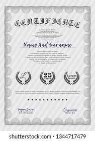 Grey Sample Diploma. Customizable, Easy to edit and change colors. With guilloche pattern and background. Money style design. 