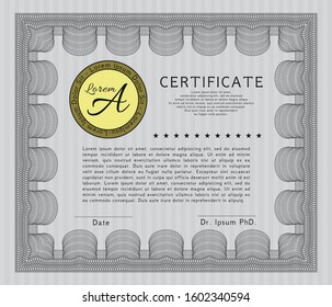 Grey Sample Diploma. Customizable, Easy to edit and change colors. With great quality guilloche pattern. Modern design. 