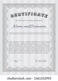 Grey Sample Diploma. Detailed. With guilloche pattern. Lovely design. 
