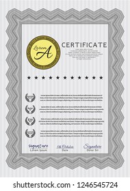 Grey Sample Diploma. Detailed. Printer friendly. Good design. 
