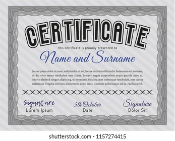 Grey Sample Diploma. Easy to print. Customizable, Easy to edit and change colors. Retro design. 