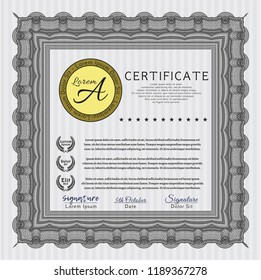 Grey Sample Diploma. Easy to print. Cordial design. Detailed. 