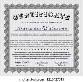 Grey Sample Diploma. Easy to print. Money design. Detailed. 