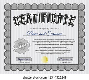 Grey Sample Diploma. Easy to print. Nice design. Detailed. 
