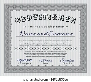 Grey Sample Diploma. Elegant design. Printer friendly. Customizable, Easy to edit and change colors. 