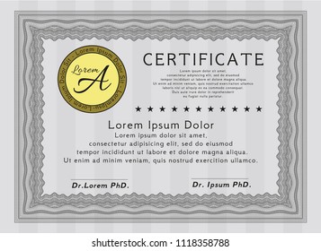 Grey Sample Diploma. Excellent design. With quality background. Vector illustration. 