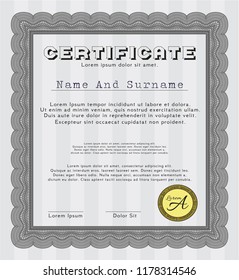 Grey Sample Diploma. Excellent design. With quality background. Vector illustration. 