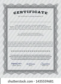Grey Sample Diploma. Excellent design. With guilloche pattern and background. Customizable, Easy to edit and change colors. 