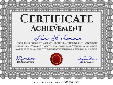 Grey Sample Diploma. Frame certificate template Vector. Elegant design. With linear background. 