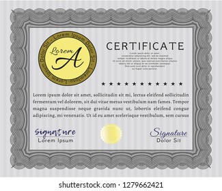 Grey Sample Diploma. With great quality guilloche pattern. Customizable, Easy to edit and change colors. Excellent design. 