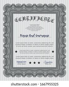 Grey Sample Diploma. With great quality guilloche pattern. Beauty design. Detailed. 