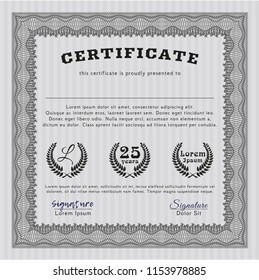 Grey Sample Diploma. With guilloche pattern. Elegant design. Detailed. 