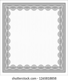 Grey Sample Diploma. With linear background. Money Pattern. Detailed. 