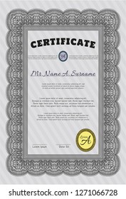 Grey Sample Diploma. With linear background. Beauty design. Vector illustration. 