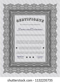 Grey Sample Diploma. Money design. With linear background. Vector illustration. 