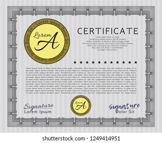 Grey Sample Diploma. Money design. With linear background. Detailed. 