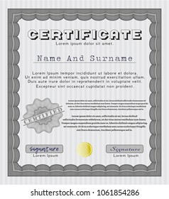  Grey Sample Diploma. Money Pattern design. Vector illustration. With complex background. 