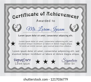 Grey Sample Diploma. Money Pattern design. Customizable, Easy to edit and change colors. Printer friendly. 