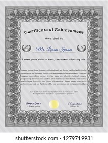 Grey Sample Diploma. Money Pattern design. Customizable, Easy to edit and change colors. With background. 