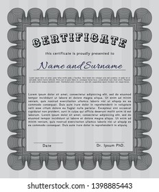 Grey Sample Diploma. Money Pattern. Complex background. Detailed. 