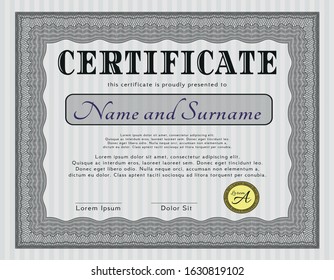 Grey Sample Diploma. Money Pattern. With guilloche pattern. Customizable, Easy to edit and change colors. 