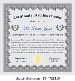 Grey Sample Diploma. Money style design. Vector illustration. With linear background. 