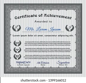 Grey Sample Diploma. Money style design. Vector illustration. With complex background. 