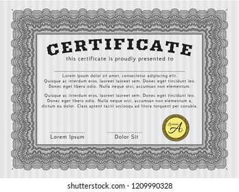 Grey Sample Diploma. Nice design. Vector illustration. With linear background. 