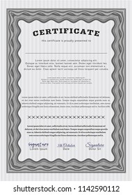 Grey Sample Diploma. Perfect design. With guilloche pattern and background. Customizable, Easy to edit and change colors. 