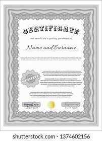 Grey Sample Diploma. Perfect design. Printer friendly. Detailed. 