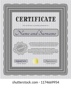 Grey Sample Diploma. Printer friendly. Money Pattern design. Customizable, Easy to edit and change colors. 