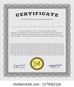 Grey Sample Diploma. Printer friendly. Money style design. Detailed. 