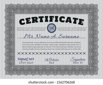 Grey Sample Diploma. Printer friendly. Excellent design. Vector illustration. 