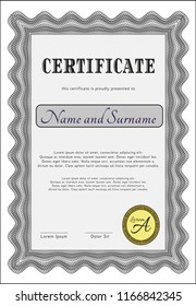 Grey Sample Diploma. With quality background. Cordial design. Customizable, Easy to edit and change colors. 