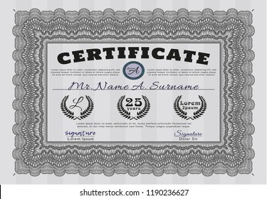 Grey Sample Diploma. With quality background. Cordial design. Customizable, Easy to edit and change colors. 