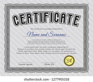 Grey Sample Diploma. With quality background. Cordial design. Detailed. 