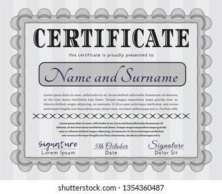 Grey Sample Diploma. With quality background. Vector illustration. Nice design. 