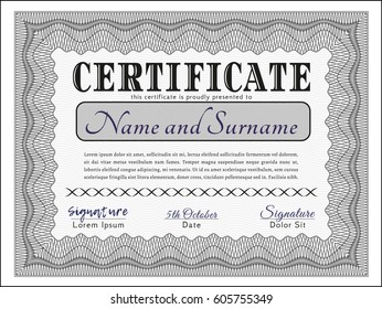 Grey Sample Diploma. With quality background. Customizable, Easy to edit and change colors. Money design. 