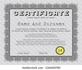 Grey Sample Diploma. Sophisticated design. With great quality guilloche pattern. Customizable, Easy to edit and change colors. 
