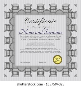 Grey Sample Diploma. Superior design. Complex background. Vector illustration. 