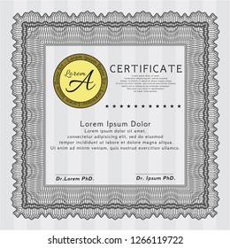 Grey Sample Diploma. Vector illustration. With quality background. Superior design. 