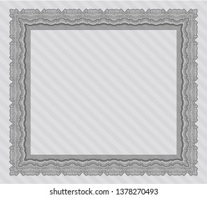 Grey Sample Diploma. Vector illustration. With guilloche pattern. Beauty design. 
