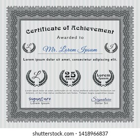 Grey Sample Diploma. Vector illustration. With linear background. Beauty design. 