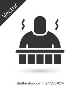 Icono de Sauna gris y procedimientos de spa aislado en fondo blanco. Relajación y cuidados corporales, aromaterapia y bienestar. Vector