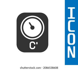Grey Sauna thermometer icon isolated on white background. Sauna and bath equipment.  Vector