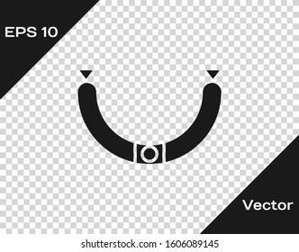 Grey Sausage with steam icon isolated on transparent background. Grilled sausage and aroma sign.  Vector Illustration