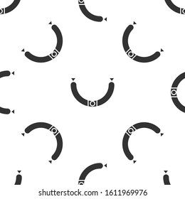Grey Sausage with steam icon isolated seamless pattern on white background. Grilled sausage and aroma sign.  Vector Illustration