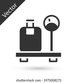 Grey Scale with suitcase icon isolated on white background. Logistic and delivery. Weight of delivery package on a scale.  Vector