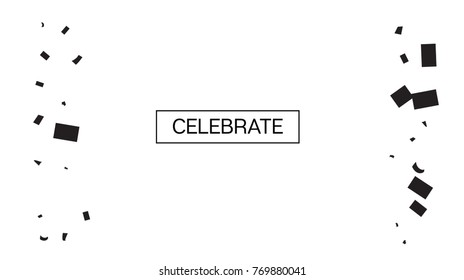 Grey Scale Tinsel Rich Confetti. Christmas, Birthday, New Year, Party Festive Background. Funky Hipster Grunge Falling Tinsel Confetti. Business Background. Vector Frame, Design Decoration. 